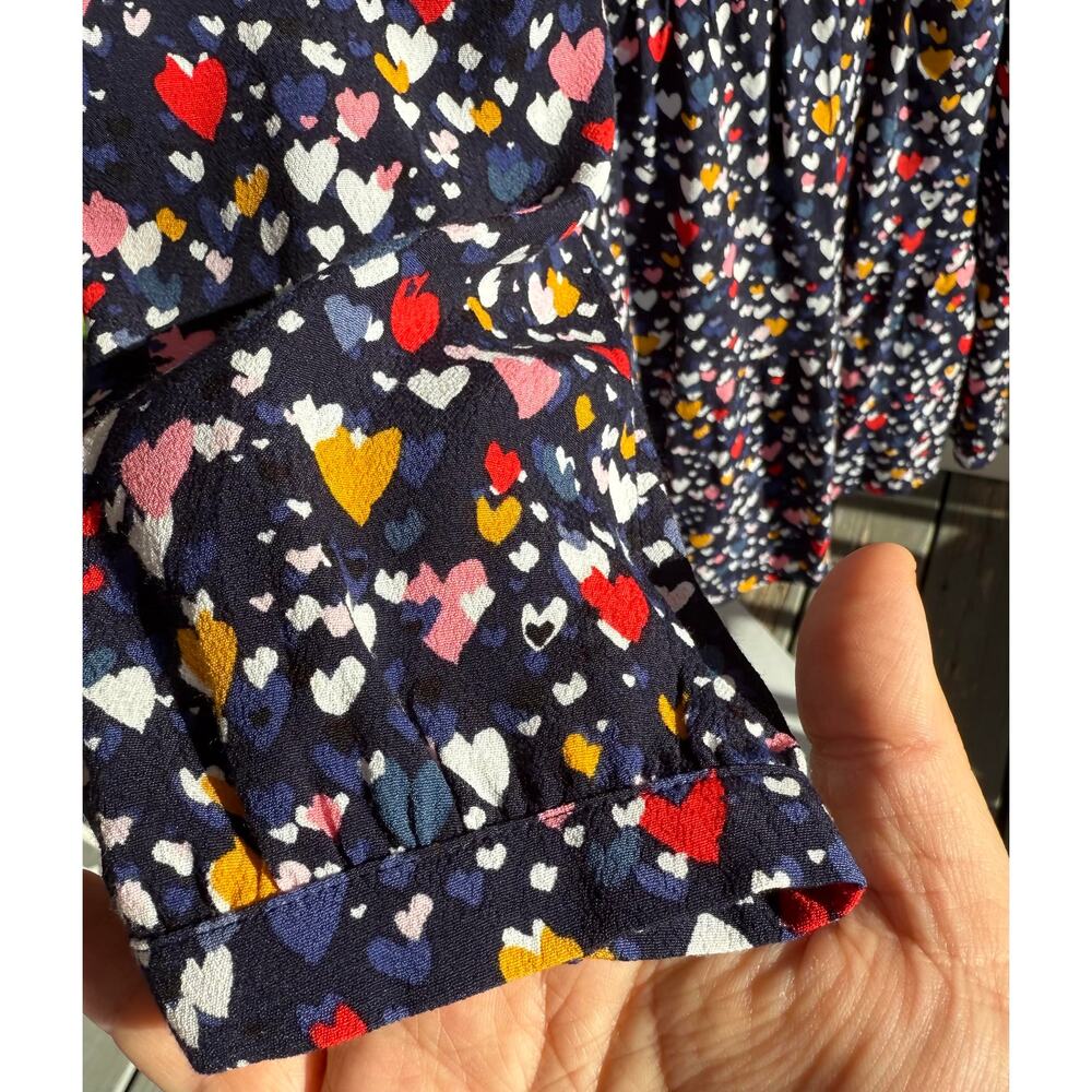 Loft Tiered Button Midi Heart Pattern Valentines … - image 6